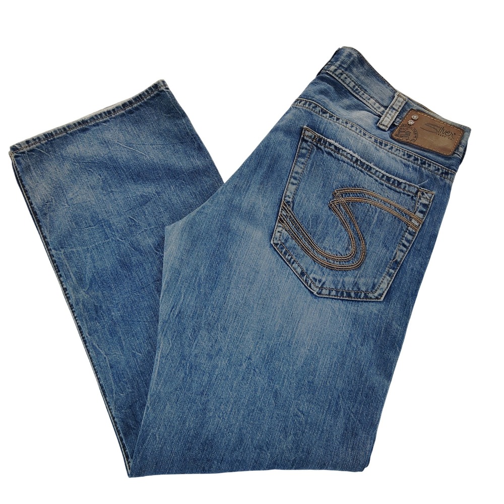 Silver Jeans Co Zac Jeans Mens 36x32 Blue Excellent Relaxed Fit Straight Leg
